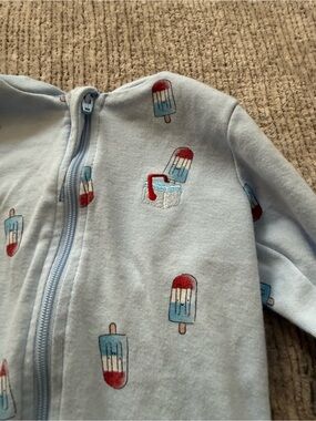 Pekkle Baby Footed Sleeper 6M‎ Popsicle Print Blue Organic Cotton Zip
